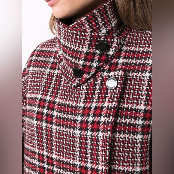 Love Moschino Double Breasted Wool Blend Coat in Check Tweed NWT Size 40 - Picture 2 of 12
